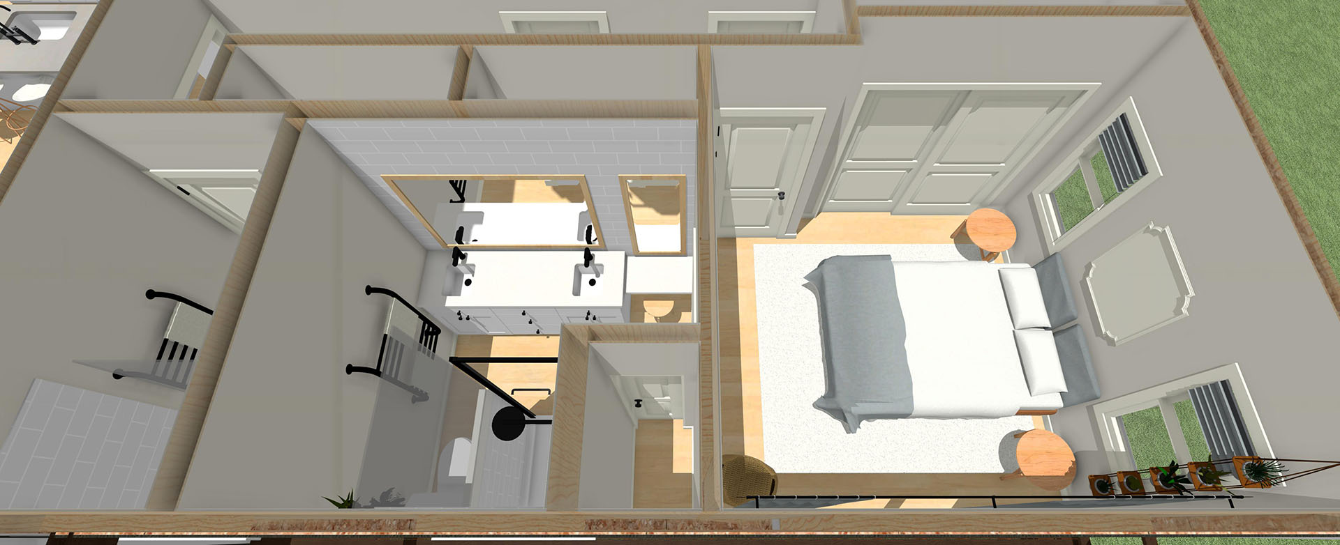 Hokulani floor plan overview of bedroom and bathroom
