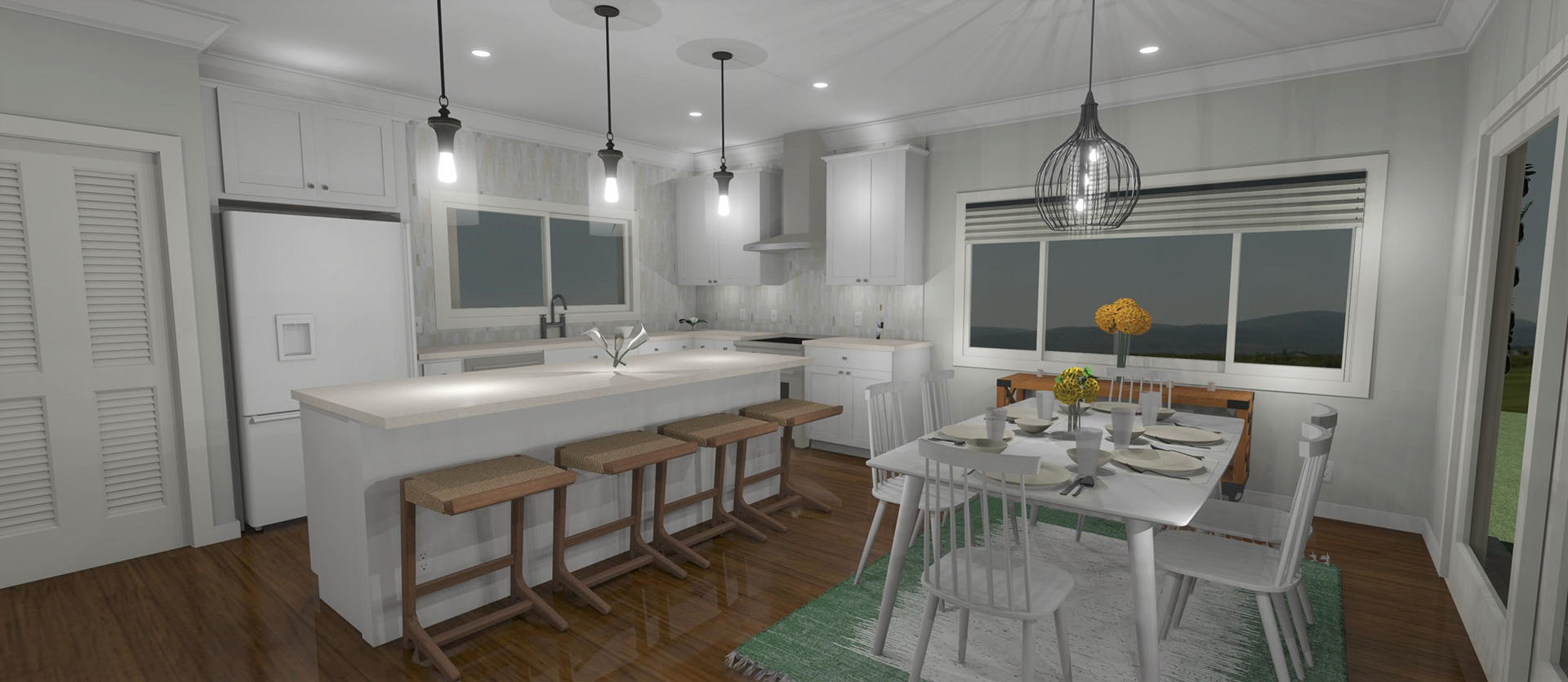 Malihini interior dining room and kitchen