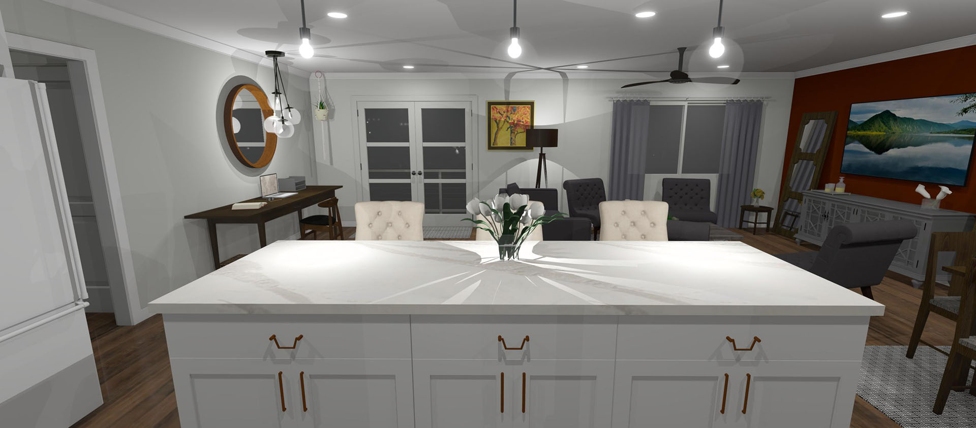 Haouli interior view of kitchen island